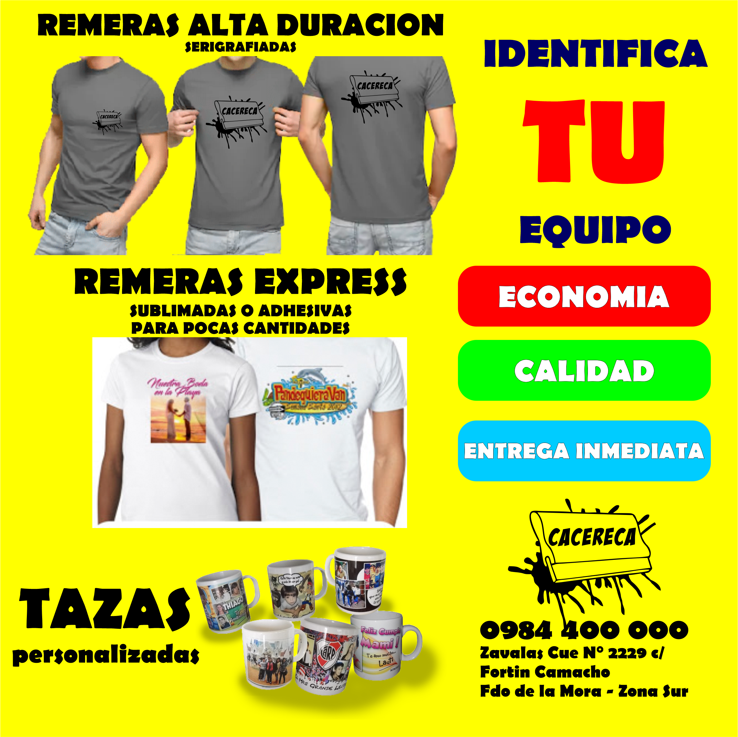 Remeras Impresas, Sublimadas o Adhesivas, Tazas personalizadas